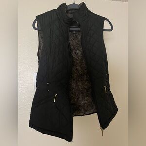 Weatherproof black Quilted Vest with Gold Accents